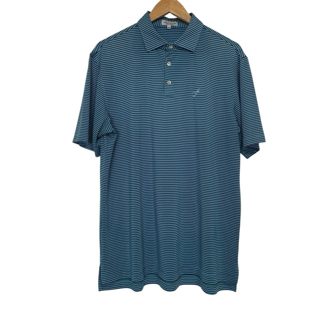 Peter Millar Summer Comfort Polo Mens L Stripped Embroidered